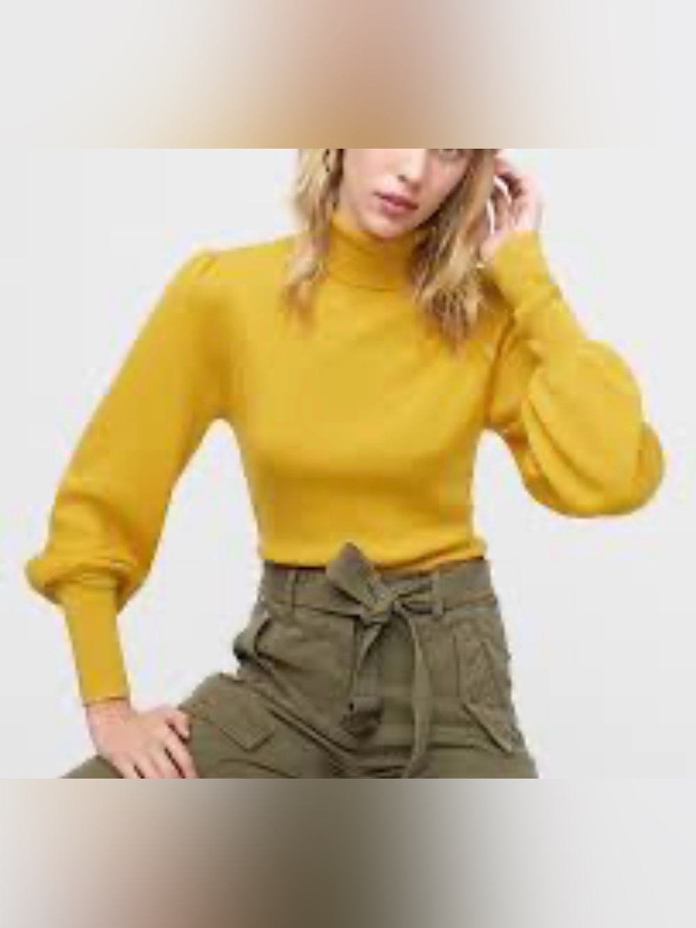 J. Crew - Golden Yellow Ribbed Balloon Long Sleeve Turtleneck Sweater Size Med